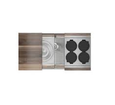 **CLEARANCE** Julien 005468 STAINLESS STEEL SMARTSTATION SINGLE BOWL UNDERMOUNT SINK KIT WITH WALNUT ACCESSORIES - 36 x 18 x 10" (WxDxH) (Clearance Item)