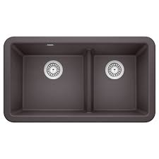 **CLEARANCE** BLC 402326 CINDER IKON SERIES APRON FRONT DOUBLE UNEQUAL BOWL (LOW DIVIDE)