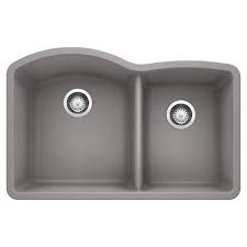 **CLEARANCE** BLC 440178 METALLIC GRAY DIAMOND SERIES UNDERMOUNT DOUBLE UNEQUAL BOWL