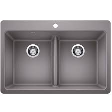 **CLEARANCE** BLC 442562 METALLIC GRAY CORENCE SERIES DROP-IN/UNDERMOUNT DOUBLE EQUAL BOWL (LOW DIVIDE)