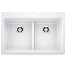 **CLEARANCE** BLC 442563 WHITE CORENCE SERIES DROP-IN/UNDERMOUNT DOUBLE EQUAL BOWL (LOW DIVIDE)