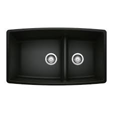 **CLEARANCE** BLC 442939 COAL BLACK PERFORMA SERIES UNDERMOUNT DOUBLE UNEQUAL BOWL (LOW DIVIDE)
