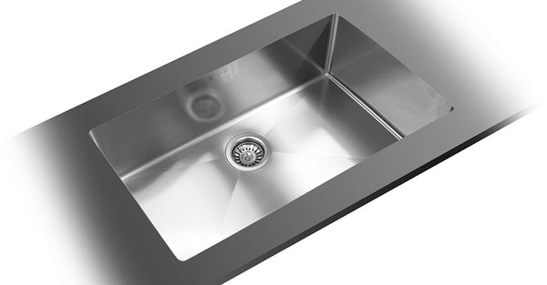 TopZero, TZ.RS816, Bern, Rimless Large Single Bowl Sink 32in. x 18in. x 10in. (D) (36in. Minimum Cabinet Size), European Soft Satin Finish, Stainless Steel