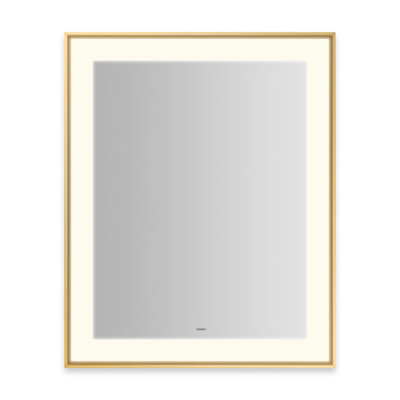 Robern YM2531RPSMD382 25 x 31" Vitality Sculpt Series Rectangular Mirror with Matte Gold Slim Frame and Perimeter Lighting