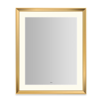 Robern YM2733RPCMD382 27 x 33" Vitality Sculpt Series Rectangular Mirror with Matte Gold Chamfered Frame and Perimeter Lighting