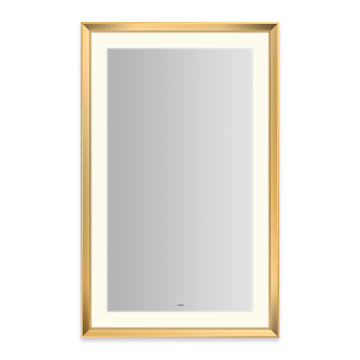 Robern YM2743RPCMD382 27 x 43" Vitality Sculpt Series Rectangular Mirror with Matte Gold Chamfered Frame and Perimeter Lighting