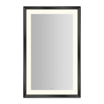 Robern YM2743RPCMD383 27 x 43" Vitality Sculpt Series Rectangular Mirror with Matte Black Chamfered Frame and Perimeter Lighting