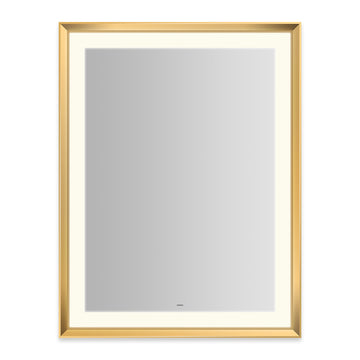 Robern YM3343RPCMD382 33 x 43" Vitality Sculpt Series Rectangular Mirror with Matte Gold Chamfered Frame and Perimeter Lighting