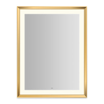 Robern YM3343RPCMD3K82 33 x 43" Vitality Sculpt Series Rectangular Mirror with Matte Gold Chamfered Frame and Perimeter Lighting